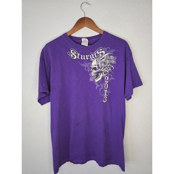 Sturgis Skull Shirt Mens Purple XL 2013 Black Hills Rally Motorcycle Tee - Picture 6 of 11